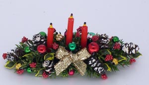 Red Candle and Berry, Oval Table Arrangement